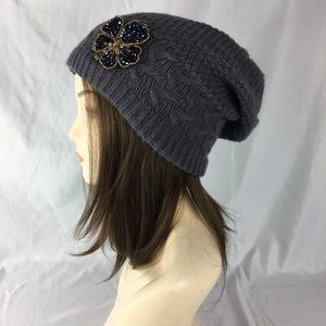 Kawaii Japanese Cable Knit Dark Gray Beanie Hat